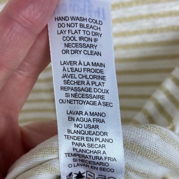 Frame Shirred Bell Sleeve Striped Linen T-Shirt Size Medium Tee LWTS059 Boho M - Picture 8 of 9